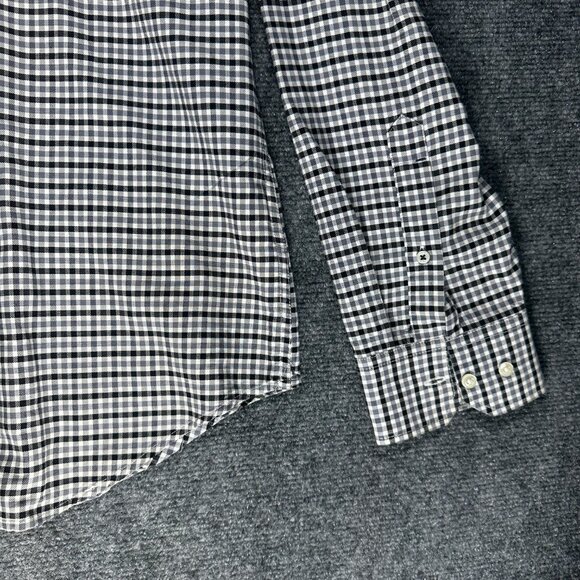 Banana Republic Oxford Shirt Mens XL Tailored Slim Fit Gray Black Check Cotton - Picture 4 of 9